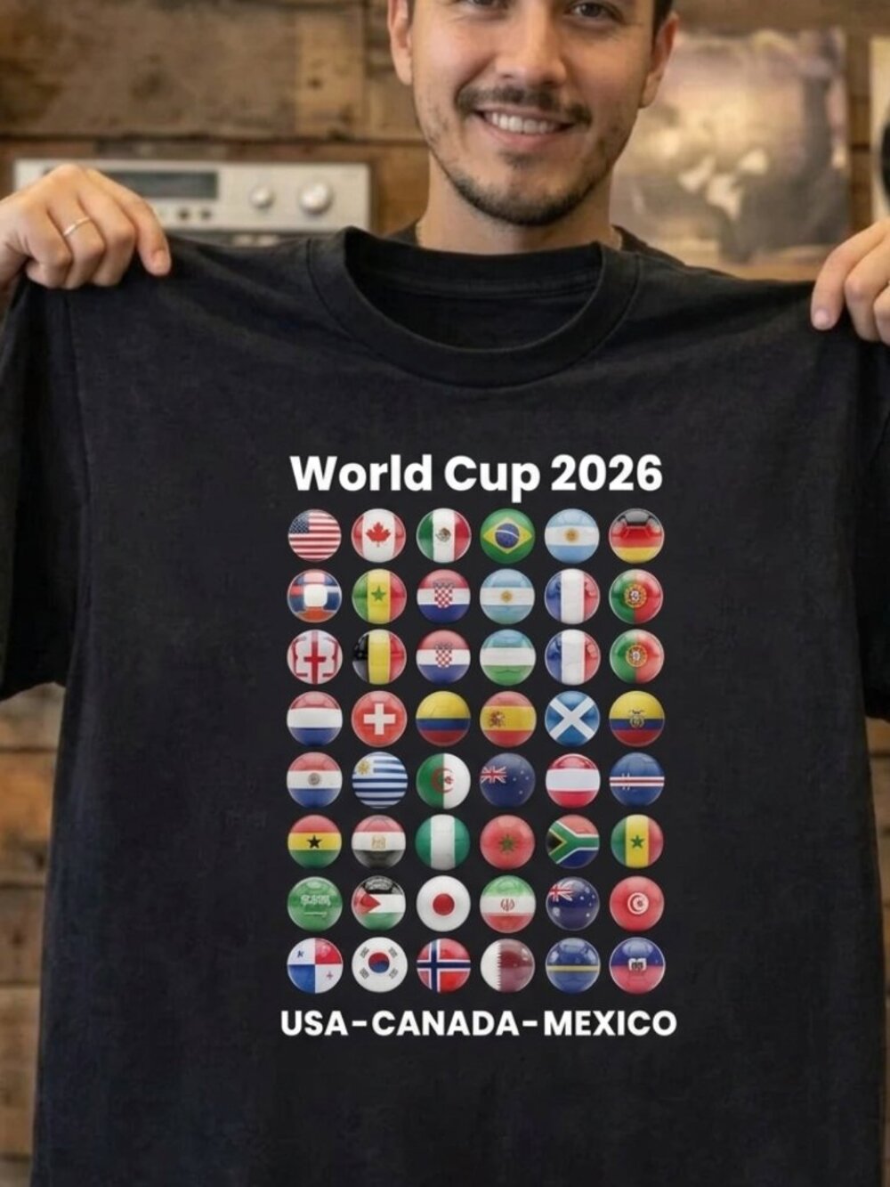 World Cup 2026 Soccer Graphic Tee USA Canada Mexico Football Shirt